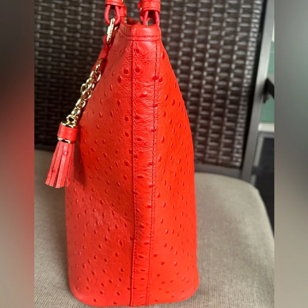 NWT Brahmin FLAME ALLOVER OSTRICH Medium Asher Melbourne Tote